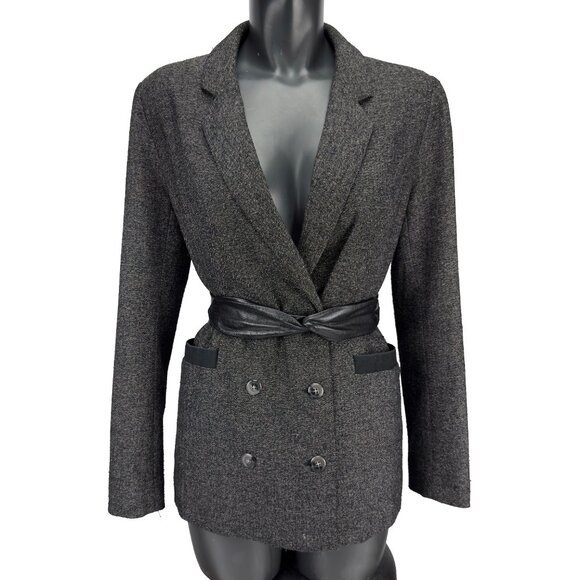 BDG Herringbone Double-Breasted Blazer Jacket Gray Black Women’s M - Picture 2 of 9